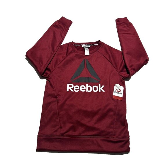 Reebok Boys Essential Fleece Red Crewneck Logo Sweatshirt Sz Large (10/12) NEW - Picture 1 of 5